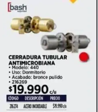 Construmart CERRADURA TUBULAR ANTIMICROBIANA oferta