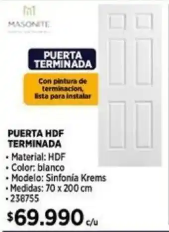 Construmart PUERTA HDF TERMINADA 70 x 200cm oferta