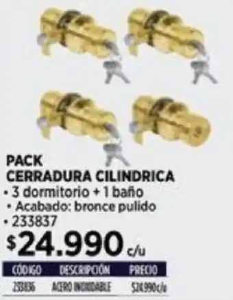 Construmart PACK CERRADURA CILINDRICA 3 dormitorio + 1 baño oferta