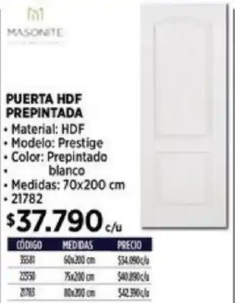 Construmart PUERTA HDF PREPINTADA 70x200cm oferta