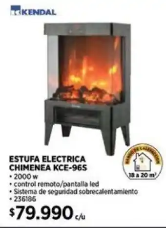 Construmart KENDAL ESTUFA ELECTRICA CHIMENEA KCE-965 oferta