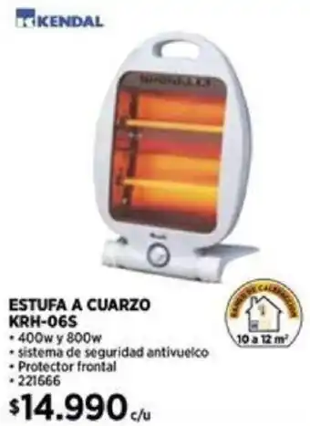 Construmart KENDAL ESTUFA A CUARZO KRH-06S 400w y 800w oferta