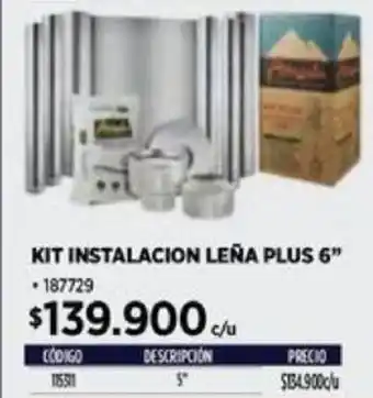 Construmart KIT INSTALACION LEÑA PLUS 6" oferta