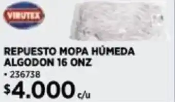 Construmart VIRUTEX REPUESTO MOPA HUMEDA ALGODON 16 ONZ oferta