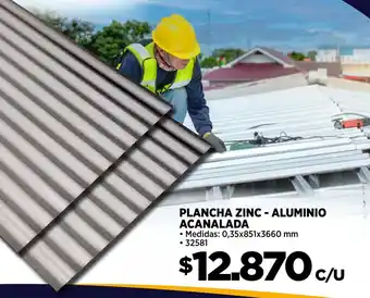 Construmart PLANCHA ZINC - ALUMINIO ACANALADA 0,35x851x3660 mm oferta