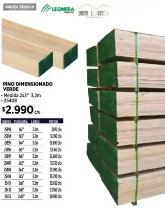 Construmart PINO DIMENSIONADO VERDE 2x3" 3,2m oferta