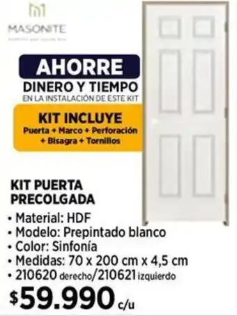 Construmart KIT PUERTA PRECOLGADA 70 x 200cm x 4,5cm oferta