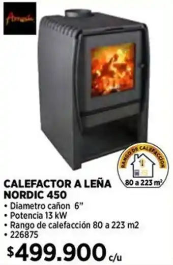 Construmart CALEFACTOR A LEÑA NORDIC 450 oferta