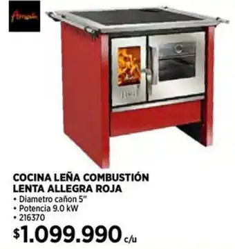 Construmart COCINA LEÑA COMBUSTIÓN LENTA ALLEGRA ROJA oferta