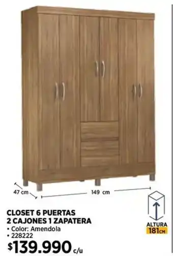 Construmart CLOSET 6 PUERTAS 2 CAJONES 1 ZAPATERA oferta