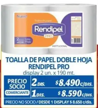 Alvi TOALLA DE PAPEL DOBLE HOJA RENDIPEL PRO display 2un x 190mt oferta