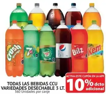 Alvi TODAS LAS BEBIDAS CCU VARIEDADES DESECHABLE 3LT oferta