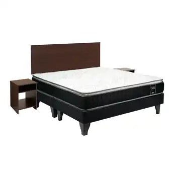 Abcdin Cama Europea Celta Base Dividida 2 Plazas Black Soul + Respaldo + 2 Veladores Castilla oferta