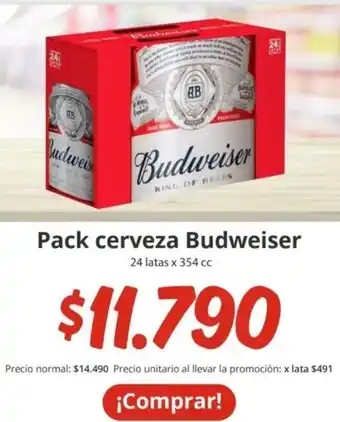 Unimarc Pack cerveza Budweiser 24 latas x 354cc oferta