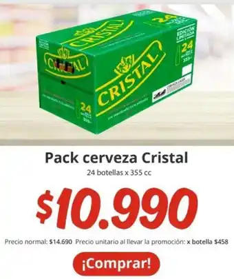 Unimarc Pack cerveza Cristal 24 botellas x 355cc oferta