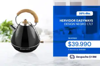 HERVIDOR EASYWAYS DESIGN NEGRO 1.7LT