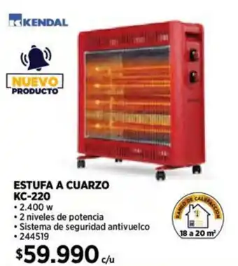 Construmart KENDAL ESTUFA A CUARZO KC-220 oferta