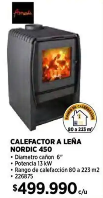 Construmart CALEFACTOR A LEÑA NORDIC 450 oferta