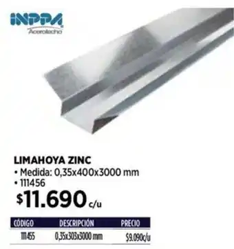 Construmart INPPA LIMAHOYA ZINC 0.35x400x3000 mm oferta