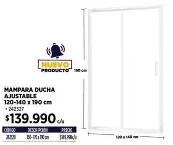 Construmart MAMPARA DUCHA AJUSTABLE 120-140 x 190 cm oferta