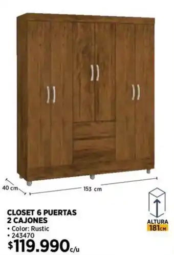 Construmart CLOSET 6 PUERTAS 2 CAJONES oferta