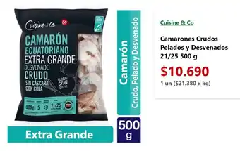 Jumbo Cuisine & Co. Camarones Crudos Pelados y Desvenados 21/25 500 g oferta