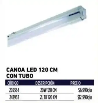 Construmart CANOA LED 120 CM CON TUBO 20W oferta