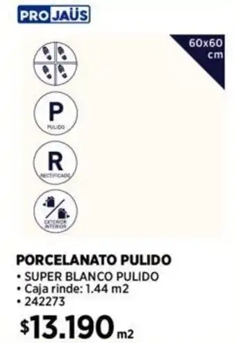 Construmart Projaüs PORCELANATO PULIDO 60 x 60 cm oferta