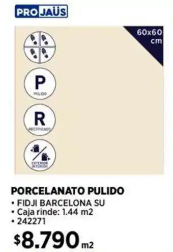 Construmart Projaüs PORCELANATO PULIDO 60 x 60 cm oferta