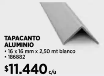 Construmart TAPACANTO ALUMINIO 16 x 16 mm x 2,50 mt blanco oferta