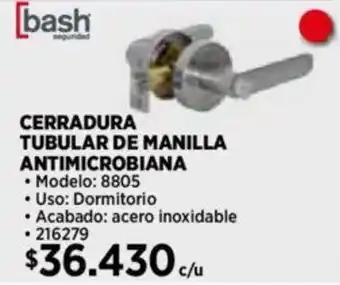 Construmart bash CERRADURA TUBULAR DE MANILLA ANTIMICROBIANA oferta