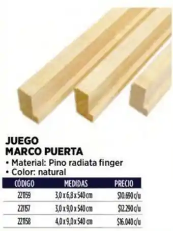 Construmart JUEGO MARCO PUERTA 3,0 x 6,8 x 540 cm oferta