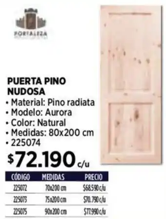 Construmart FORTALEZA PUERTA PINO NUDOSA oferta