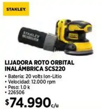 Construmart STANLEY LIJADORA ROTO ORBITAL INALÁMBRICA SCS220 oferta