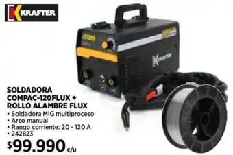 Construmart KRAFTER SOLDADORA COMPAC-120FLUX + ROLLO ALAMBRE FLUX oferta