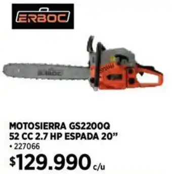 Construmart ERBOC MOTOSIERRA GS2200Q 52 CC 2.7 HP ESPADA 20" oferta