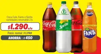 Mayorista 10 Coca Cola, Fanta o Sprite variedades retornable 2It oferta