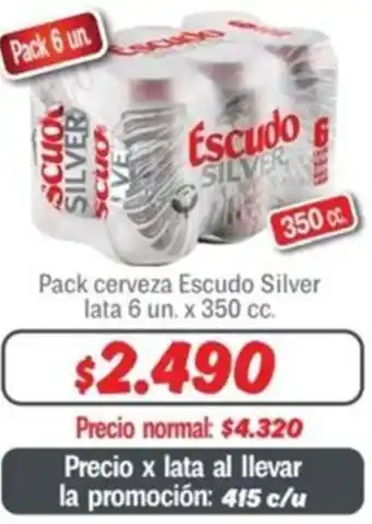 Mayorista 10 Pack cerveza Escudo Silver lata 6 un. x 350cc oferta