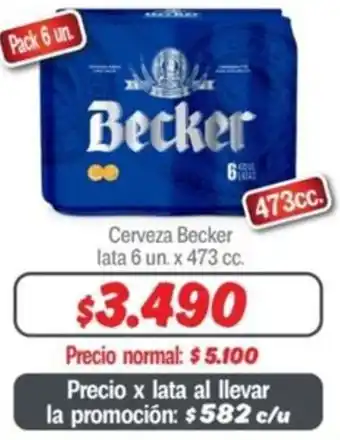 Mayorista 10 Cerveza Becker lata 6 un. x 473cc oferta