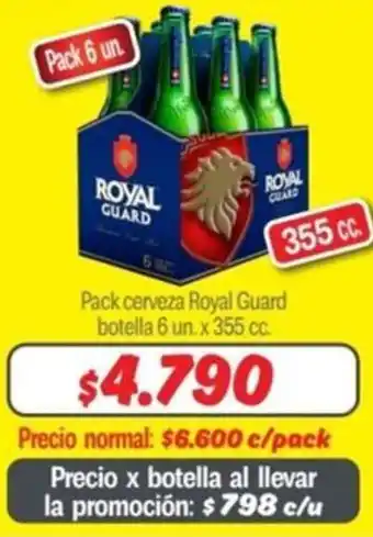 Mayorista 10 Pack cerveza Royal Guard botella 6 un. x 355cc oferta