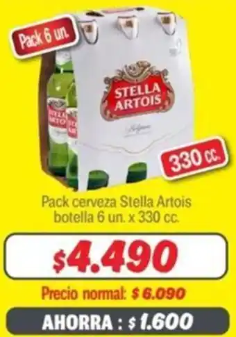 Mayorista 10 Pack cerveza Stella Artois botella 6 un. x 330cc oferta