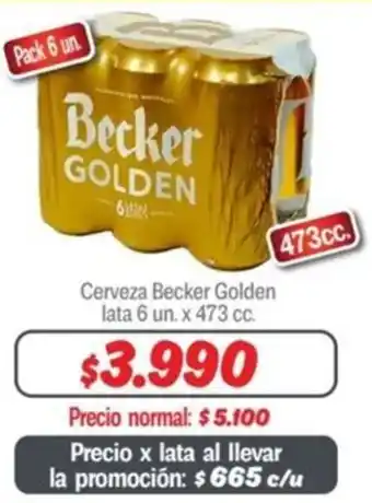Mayorista 10 Cerveza Becker Golden lata 6 un. x 473cc oferta