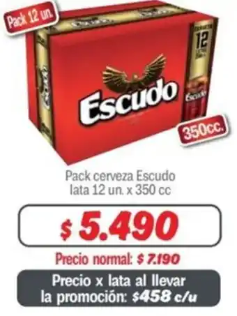 Mayorista 10 Pack cerveza Escudo lata 12 un. x 350cc oferta