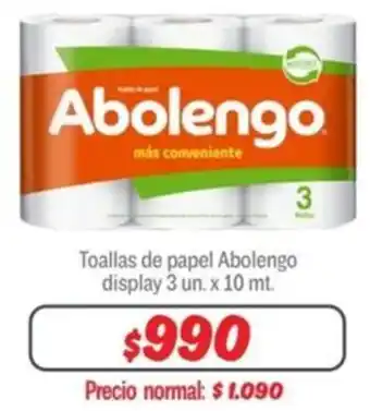 Mayorista 10 Toallas de papel Abolengo display 3 un. x 10mt oferta