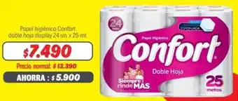 Mayorista 10 Papel higiénico Confort doble hoja display 24 un. x 25mt oferta