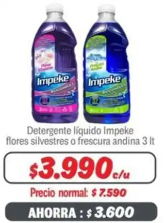 Mayorista 10 Detergente líquido Impeke flores silvestres o frescura andina 3It oferta