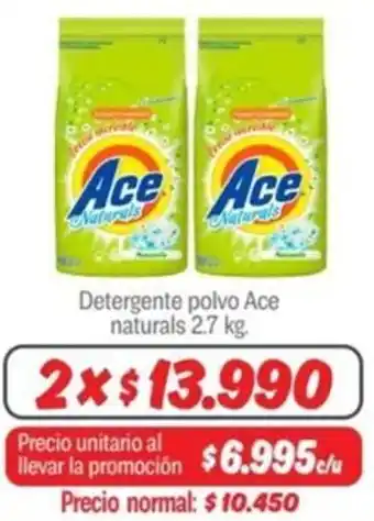 Mayorista 10 Detergente polvo Ace naturals 2x2.7kg oferta