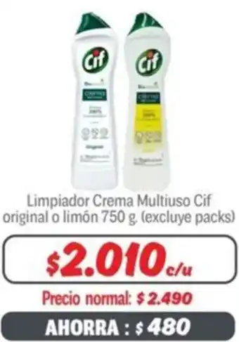 Mayorista 10 Limpiador Crema Multiuso Cif original o limón 750g oferta