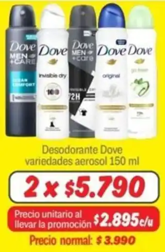 Mayorista 10 Desodorante Dove variedades aerosol 2x150ml oferta