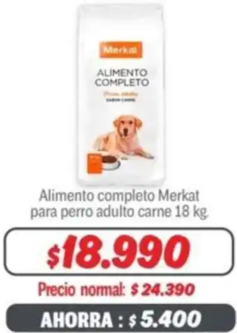 Mayorista 10 Alimento completo Merkat para perro adulto carne 18kg oferta